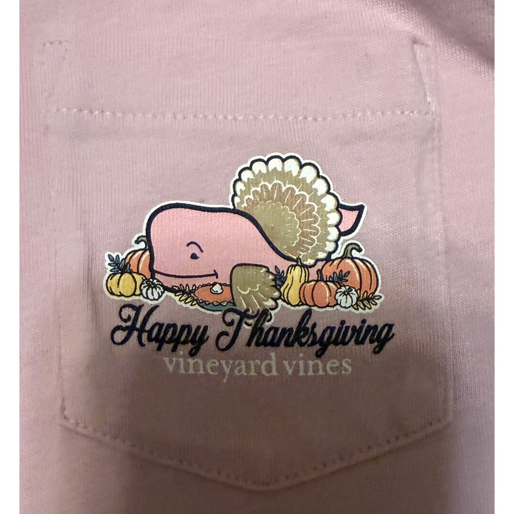 Women's Vineyard Vines Thanksgiving pink whale long sleeve pocket tee - Picture 13 of 14